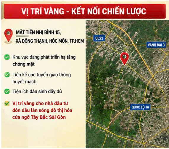 Đất Mặt Tiền Nhị Bình 15, Hóc Môn 3920m2, Bán Gấp Chỉ 33.3 Tỷ.