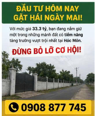 Đất Mặt Tiền Nhị Bình 15, Hóc Môn 3920m2, Bán Gấp Chỉ 33.3 Tỷ.