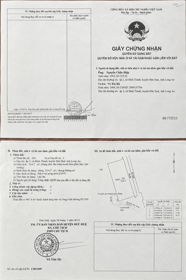 Chính chủ bán đất 2 mặt tiền ĐT 839, Đức Huệ - 2.712m2 full thổ cư, có sẵn nhà cấp 4
