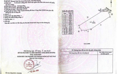 CHÍNH CHỦ BÁN ĐẤT SXKD – ĐỐI DIỆN VSIP 2, TÂN UYÊN, BÌNH DƯƠNG
